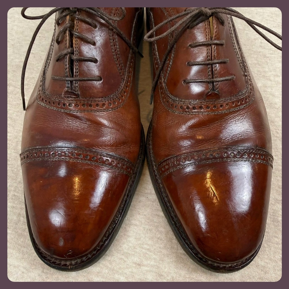 Cole Haan Briaano Mens Brown Leather Cap Toe Oxford Dress Shoes Made in Italy - Picture 2 of 11